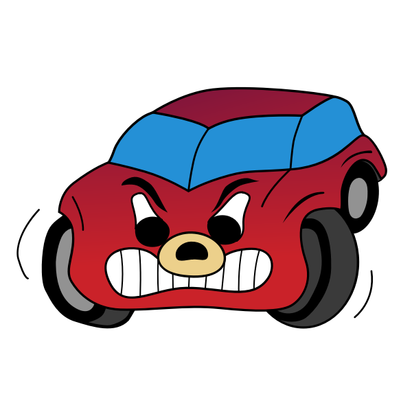Red angry car comic vector drawing