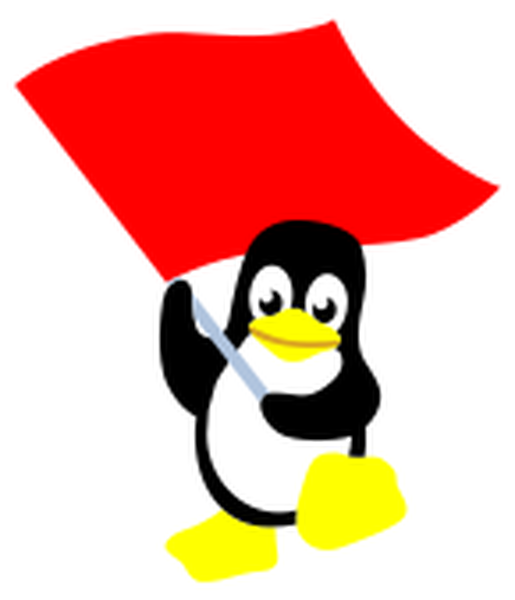 Penguin with red flag