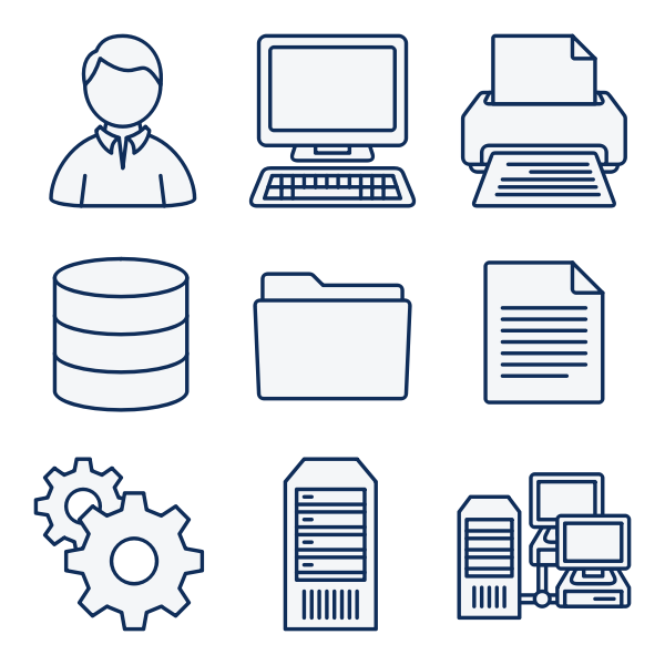 Vector clip art of set of computer network diagram icons