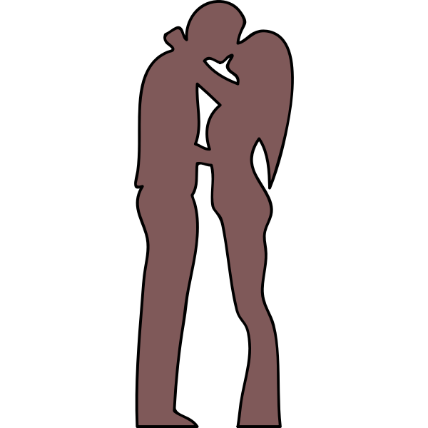 Outline illustration of couple kissing