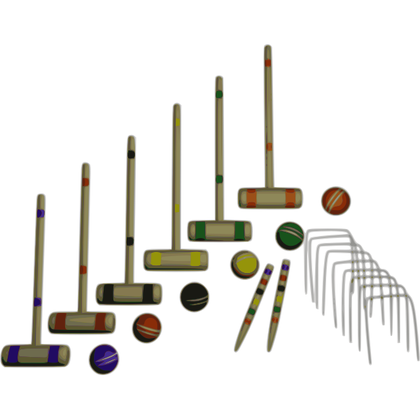 Vector graphics of backyard croquet set