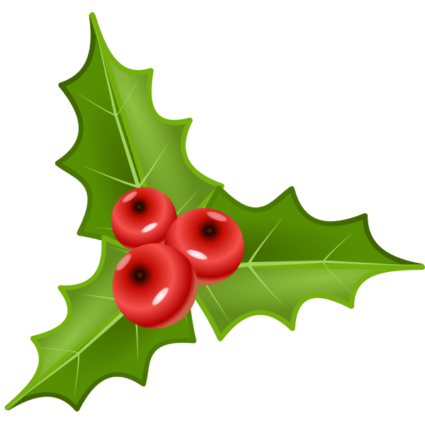 Three holly leaves with three crones vector illustration | Free SVG