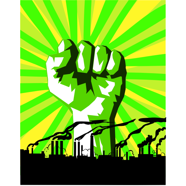 Green power against pollution vector drawing