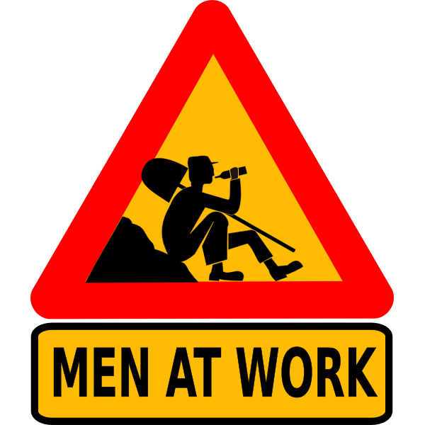 Vector clip art of men at work warning sign