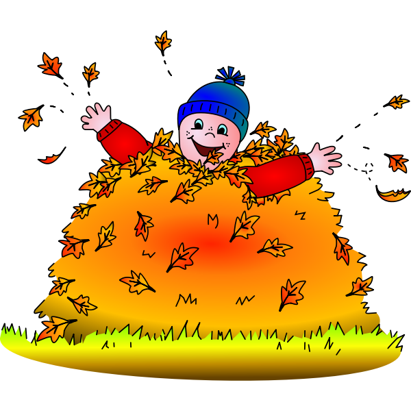 Kid in leaves vector illustration