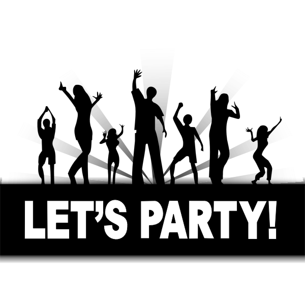 Lets Party sign vector drawing