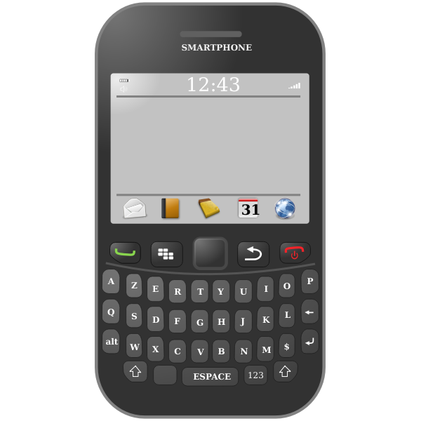 Smartphone with azerty keyboard vector graphics