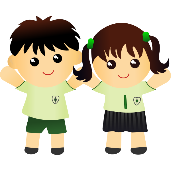 Boy and girl in school uniform vector drawing | Free SVG