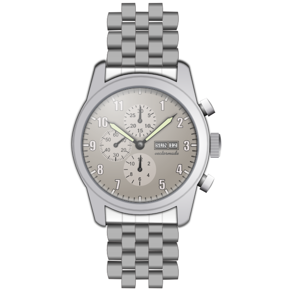 Metal wristwatch vector graphics