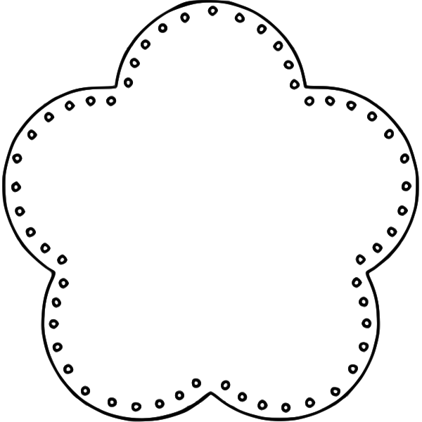 Vector drawing of 5 scallop flower outline with holes