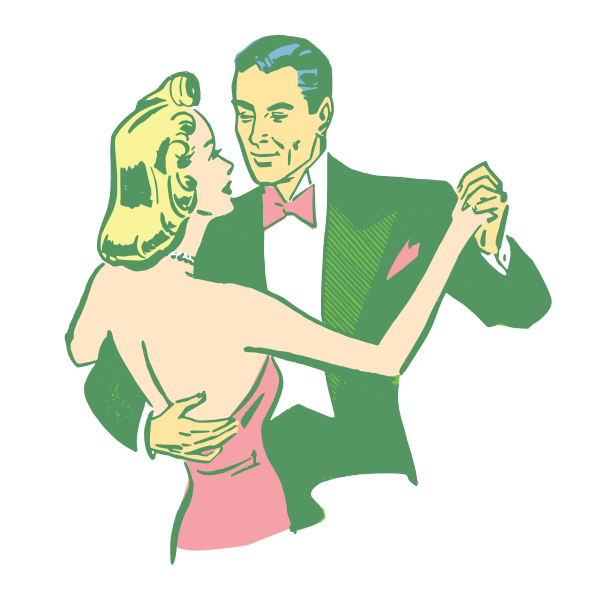 Vector graphics of vintage dancing couple