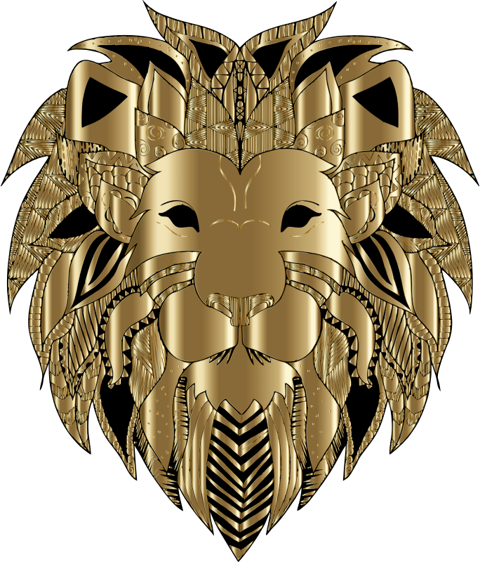 Lion Head Line Art By Alexas_Fotos Gold
