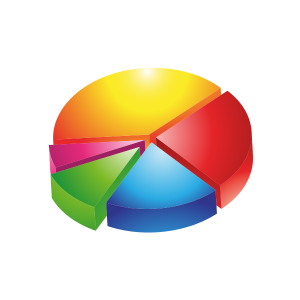 Vector image of 3D colorful pie chart exploded view