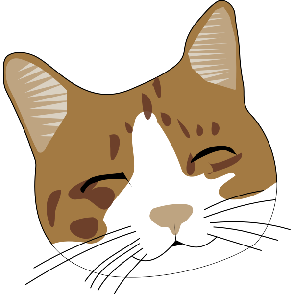 Vector image of smiling brown cat head | Free SVG