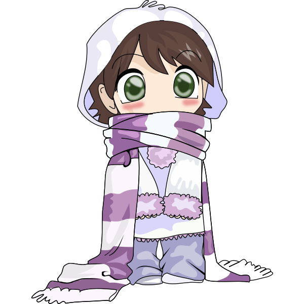 Anime child in winter clothes vector graphics