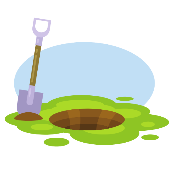 Digging a hole with a shovel