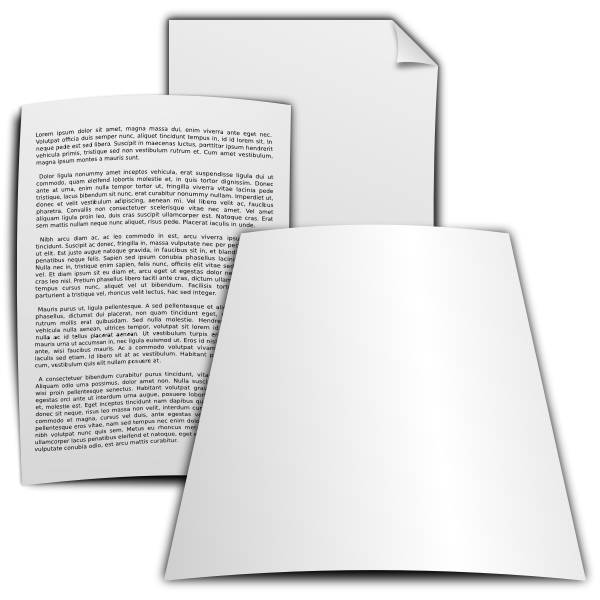 Vector drawing of paper documents with print