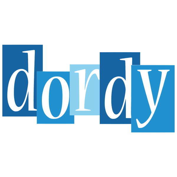 Dordy text on blue background
