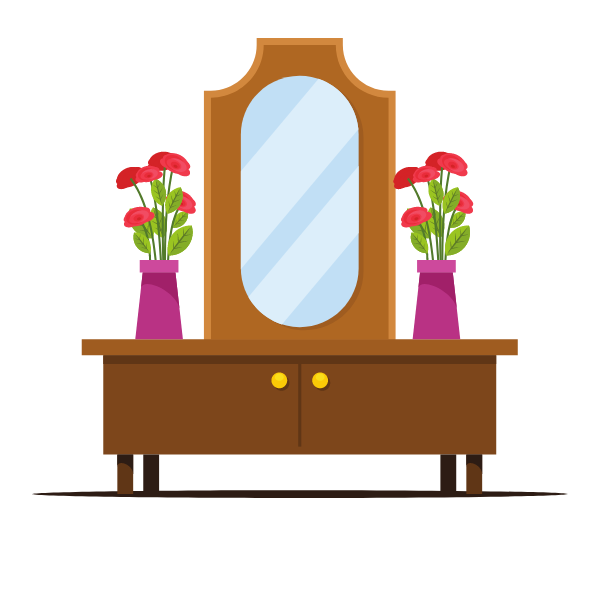 Dressing table with a big mirror