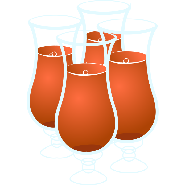 Vector drawing of four glass of juice