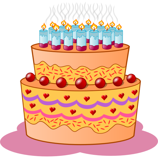 Free art print of Birthday cake. Vector birthday cake with burning candles  | FreeArt | fa5702869