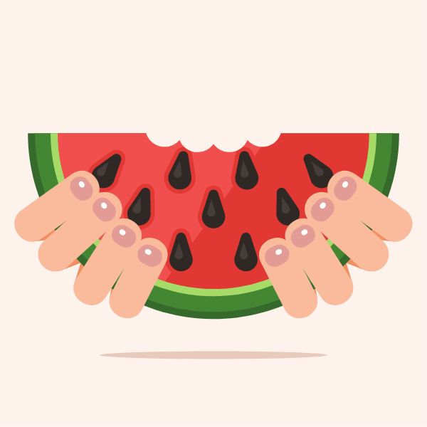 Eating watermelon