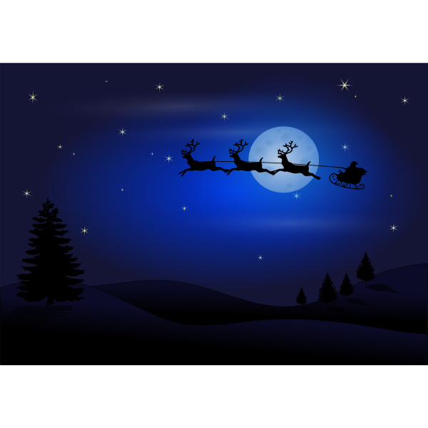 Santa with three reindeer vector illustration