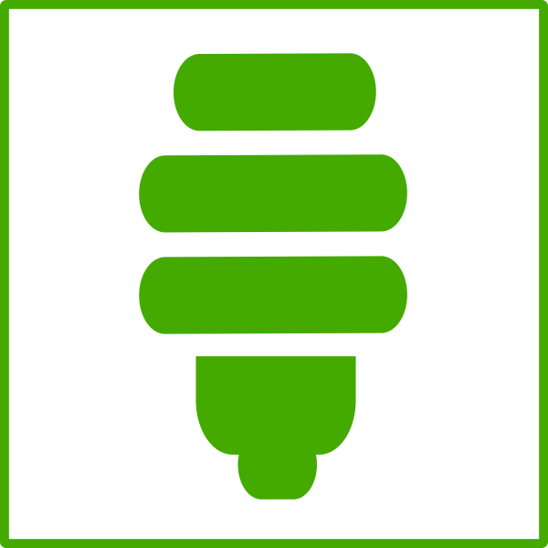 Vector drawing of eco green light bulb icon with thin border