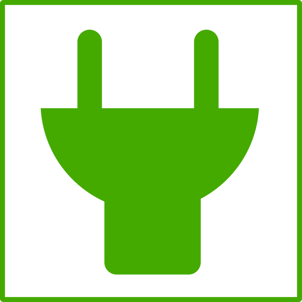 Vector clip art of eco green plug icon with thin border | Free SVG