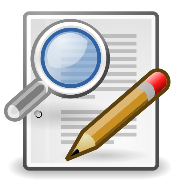 Vector clip art of search and write icon | Free SVG