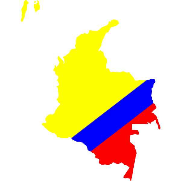 Colombian map in national flag colors