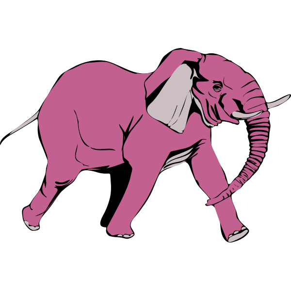 Pink elephant walking vector illustration