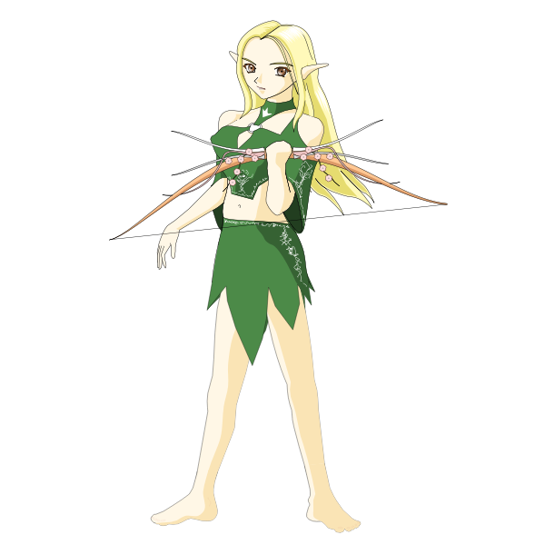 Vector graphics of archer girl in green outfit