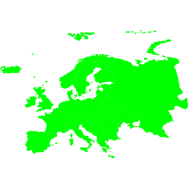 Green silhouette of map of Europe