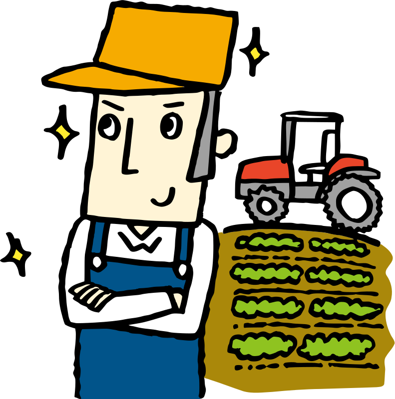 Farmer in Field Cartoon Illustration