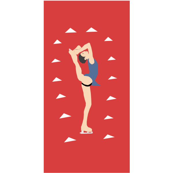 Ice skater vector image on red background