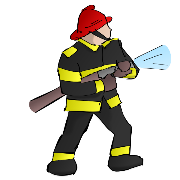 Cartoon sketch fireman with tools illustration. Cartoon sketch fireman with  tools - white background - illustration for | CanStock
