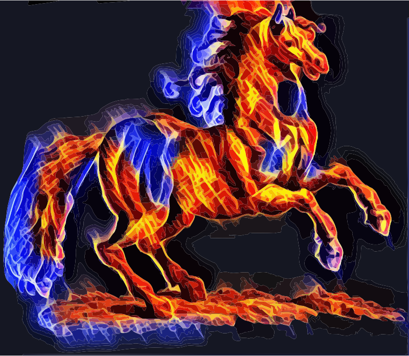 Blue and Red Fire Horse Spirit Animal