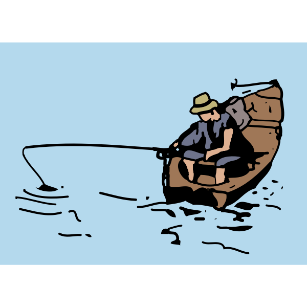 man fishing in boat cartoon