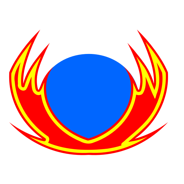 Vector clip art of flames around blue sun sign