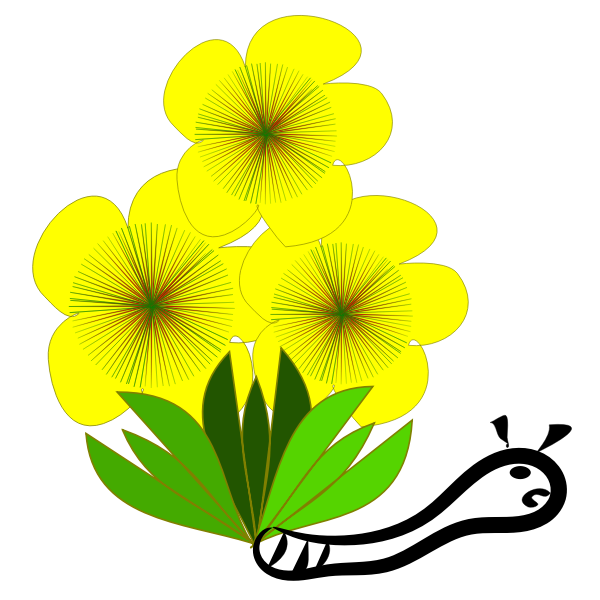 flor amarela e a lagarta