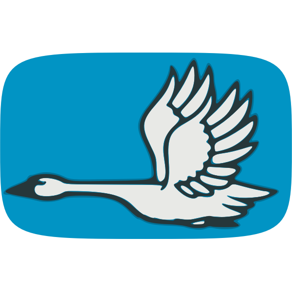Image of flying swan on blue background