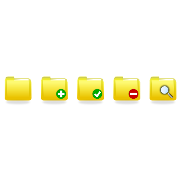 Vector drawing of selection of yellow folder icons