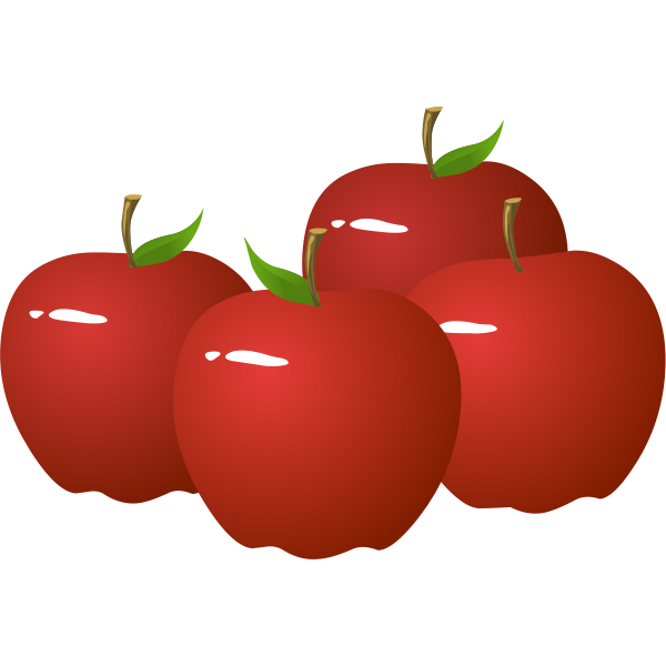 Vector illustration of four shiny apples