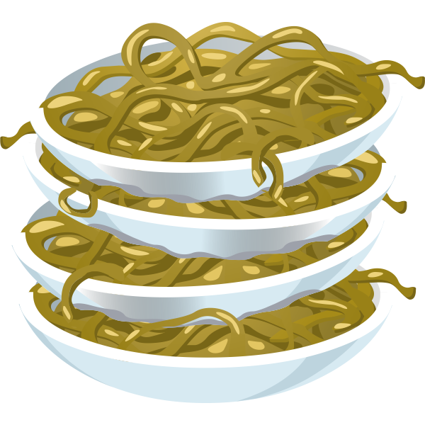 Noodles on plates