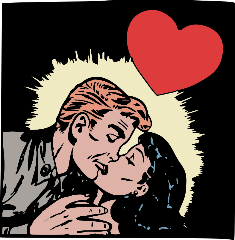 Man kisses a woman comic book