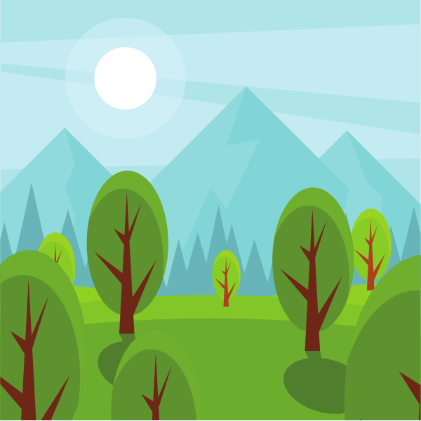 Forest and mountains landscape