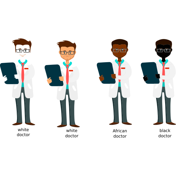 four doctors with clipboards