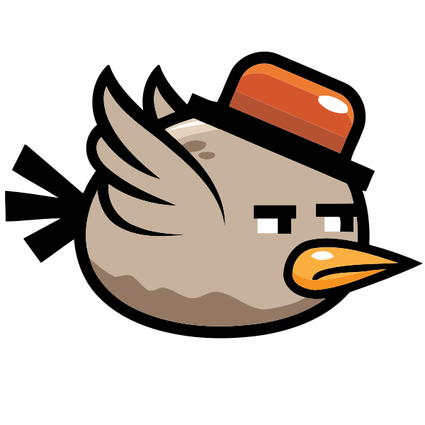 Cartoon bird with a hat