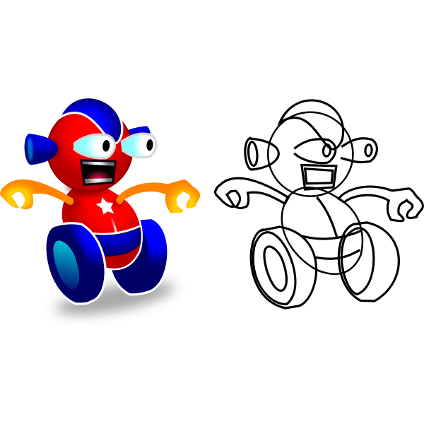 Vector image of wheeled robot game character